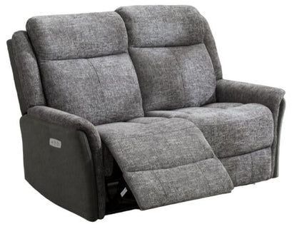 Treyton Fusion Grey 2 Seater Recliner Sofa, Velvet Fabric Upholstered