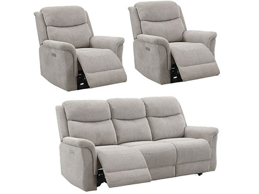 Faringdon Beige 3+1+1 Recliner Sofa Set, Velvet Fabric Upholstered