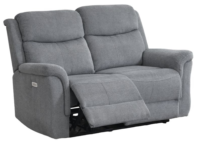 Faringdon Grey 2 Seater Recliner Sofa, Velvet Fabric Upholstered