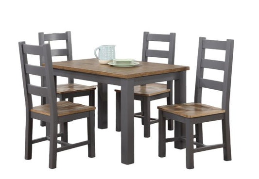 Glenmore Rustic Pine Dining Set, 120cm Seats 4 Diners Rectangular Top - 4 Chairs