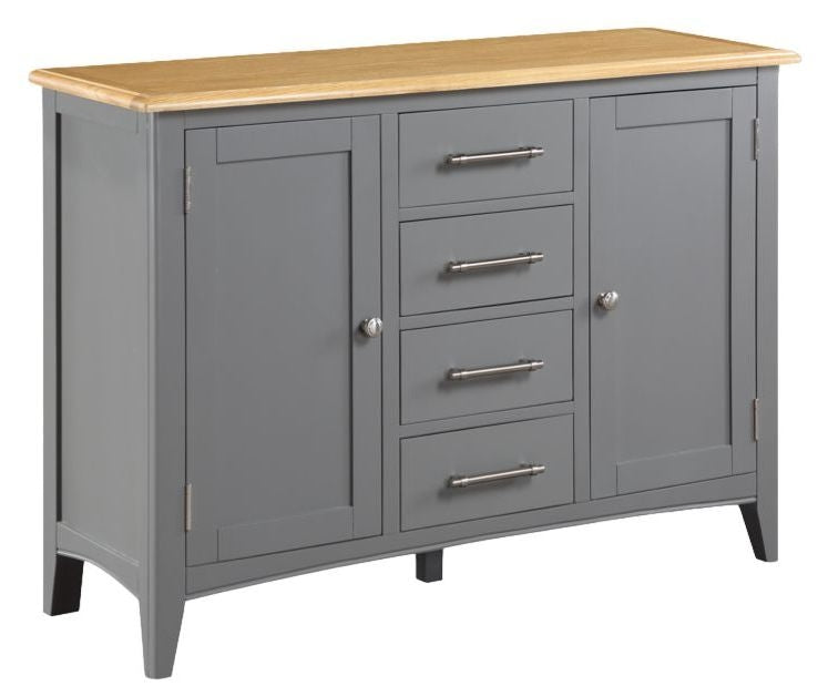 Rossmore Grey Painted 4 Door Sideboard, 120cm with 2 Doors 4 Drawers