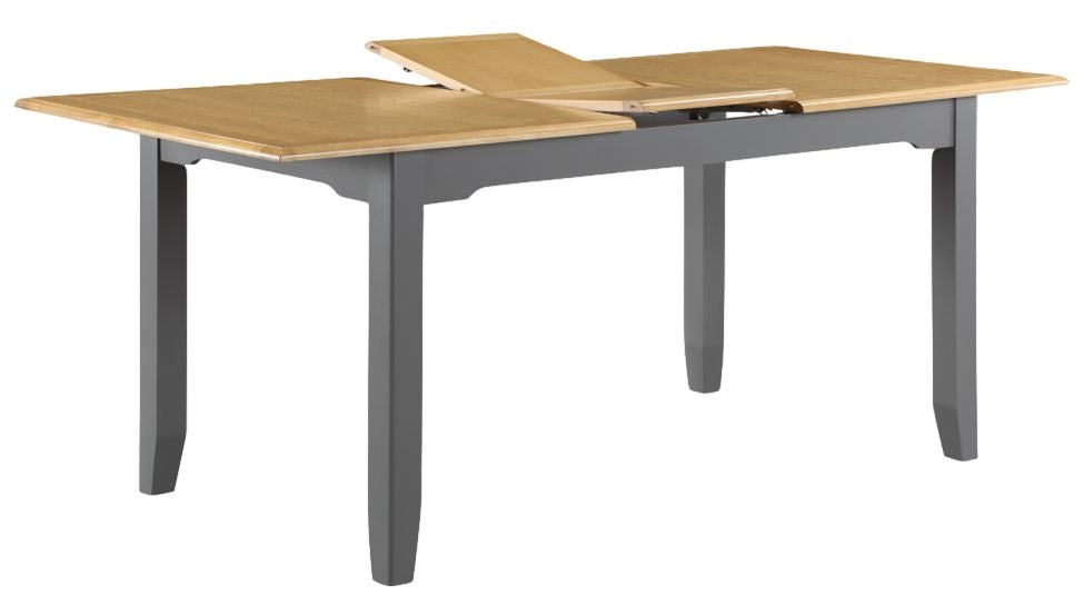 Rossmore Grey Painted Dining Table, 160cm Seats 4 to 6 Diners Butterfly Extending Rectangular Top