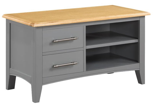 Rossmore Grey Painted Small TV Unit, 90cm W with Storage for Television Upto 40inch Plasma