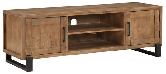 Pembroke Pine Rustic Large TV Unit, 136cm W with Storage for Television Upto 55inch Plasma with Black Metal Legs