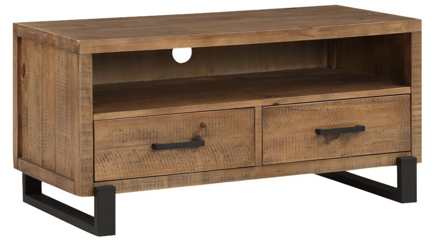 Pembroke Pine Rustic Standard TV Unit, 100cm W with Storage for Television Upto 40inch Plasma with Black Metal Legs