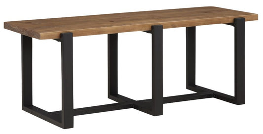 Pembroke Rustic Pine Dining Bench, 120cm with Black Metal Legs