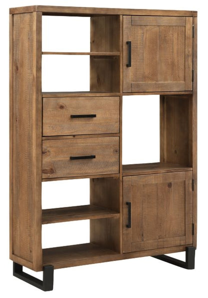 Pembroke Rustic Pine Medium Display Unit with Black Metal Legs