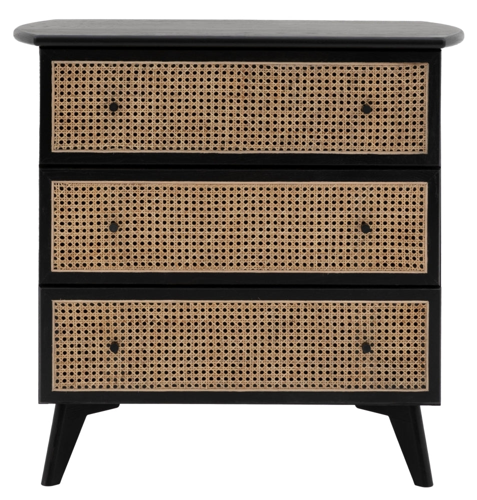 Skylar Black Rattan 3 Drawer Small Chest