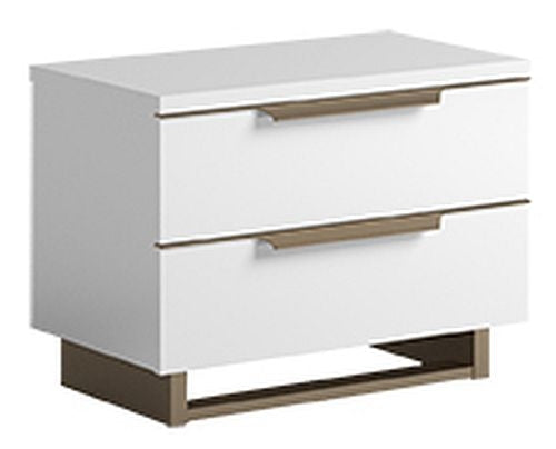 Camel Smart Night White Italian 2 Drawer Maxi Bedside Cabinet