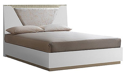 Camel Smart Night White Italian Bed with letto Fabric Headboard and Luna Storage