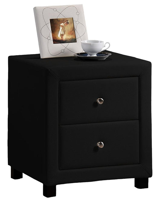 Time Living Chelsea Black Faux Leather 2 Drawer Bedside Cabinet