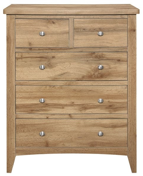 Hampstead Rustic Oak Effect 3+2 Drawer Chest