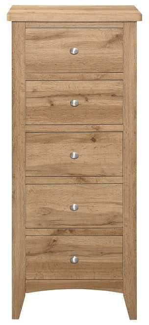 Hampstead Rustic Oak Effect Tall 5 Drawer Chest