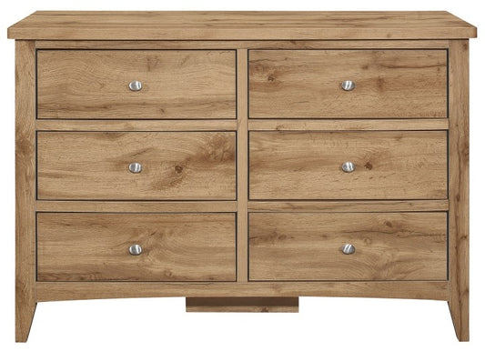 Hampstead Rustic Oak Effect 6 Drawer Chest