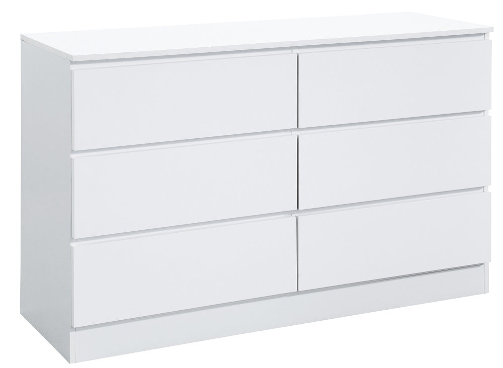 Oslo White 6 Drawer Wide Chest