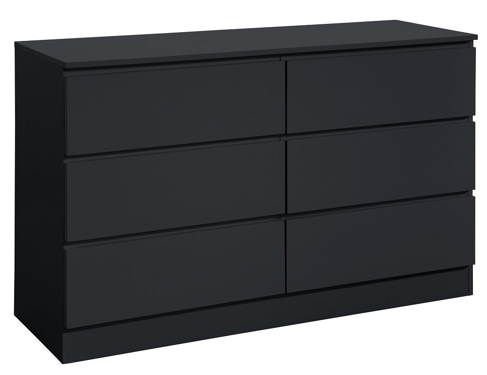 Oslo Black 6 Drawer Wide Chest