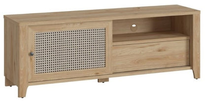 Cestino 1 Door 1 Drawer TV Unit in Jackson Hickory Oak and Rattan Effect