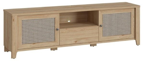 Cestino 2 Door 1 Drawer TV Unit in Jackson Hickory Oak and Rattan Effect