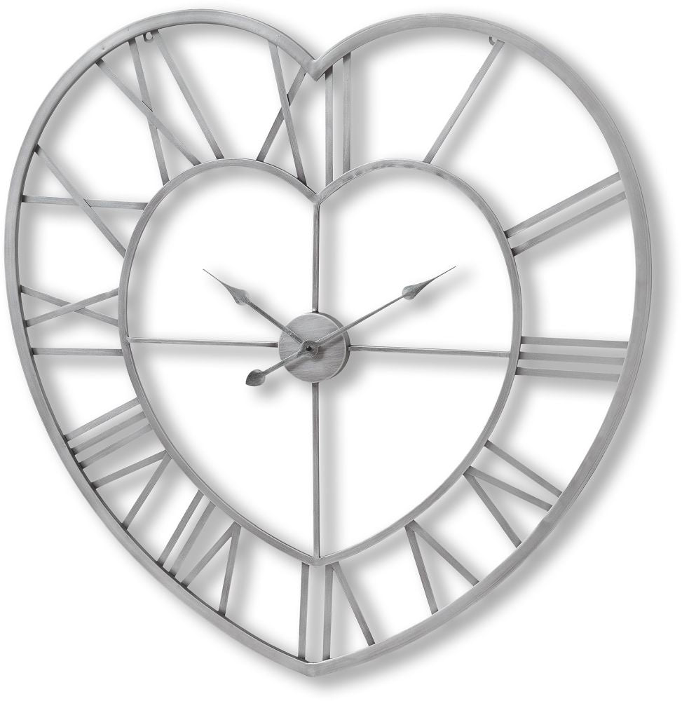 Silver Heart Skeleton Wall Clock - 89cm x 89cm