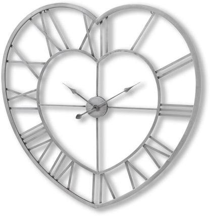 Silver Heart Skeleton Wall Clock - 89cm x 89cm