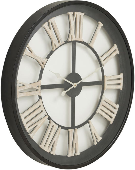 Black Framed Skeleton With White Roman Numerals Clock - 80cm x 80cm