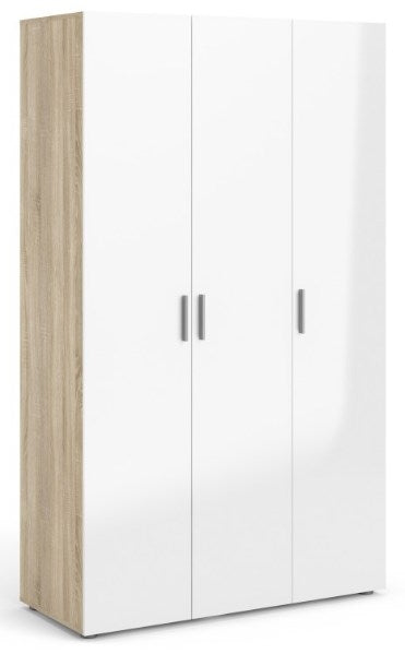 Pepe Wardrobe with 3 Door in Oak with White High Gloss