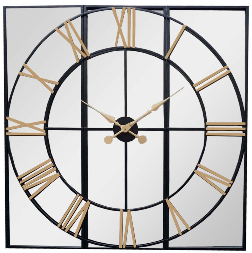 Brooklyn Black and Gold Wall Clock - 113cm x 113cm