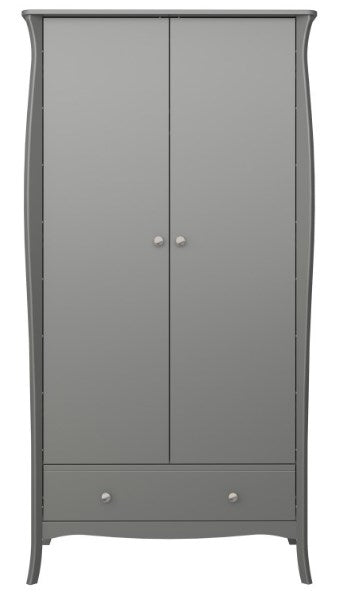 Baroque 2 Door 1 Drawer Wardrobe Grey