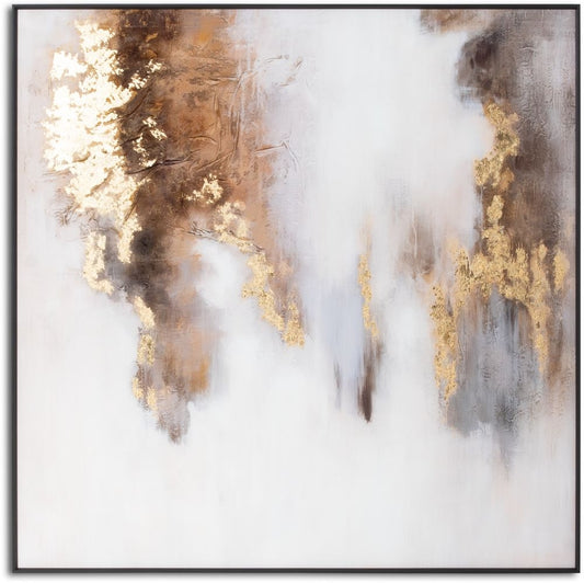 Metallic Soft Abstract Glass Image In Gold Frame