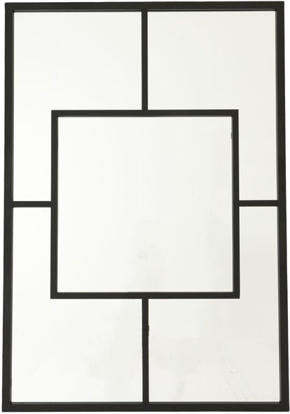 Black Multi Paned Patterned Window Mirror