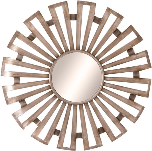 Evi Antique Silver Sunburst Round Mirror