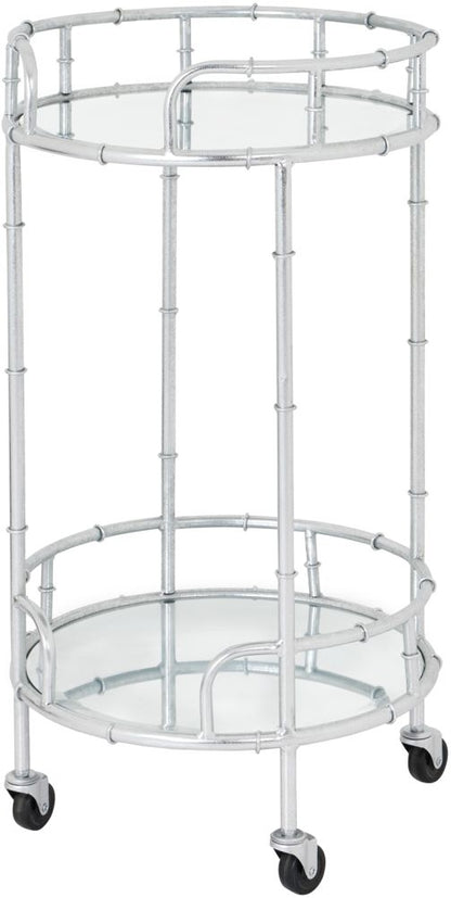 Glass Top Silver Round Drink Trolley