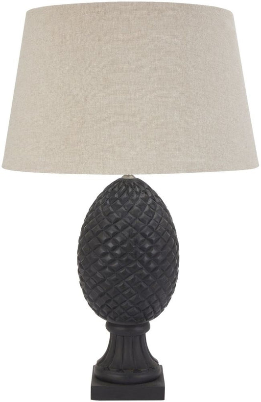 Delaney Grey Pineapple Lamp with Linen Shade