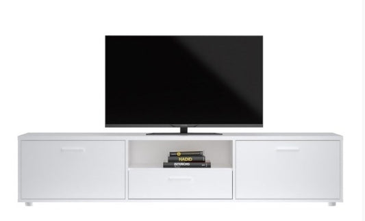 Media White TV Unit with 2 Door 1 Drawer 177cm