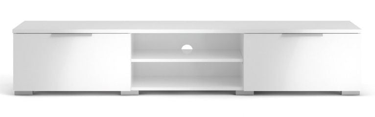 Match TV Unit 2 Drawer 2 Shelf in White High Gloss