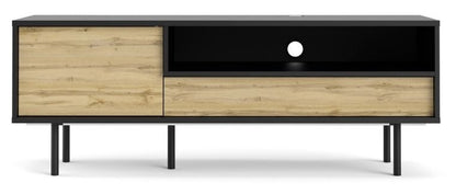 Match TV Unit 1 Door 1 Drawer in Black and Oak