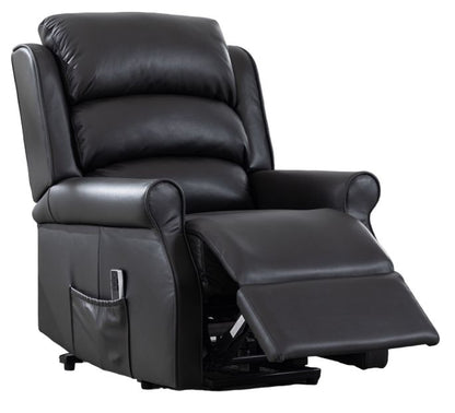 Windsor Black Leather Lift and Tilt Recliner Armchair - Dual Motor