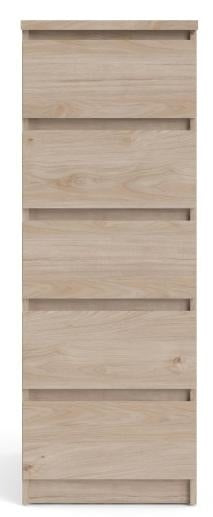 Naia Narrow Chest of 5 Drawer in Jackson Hickory Oak