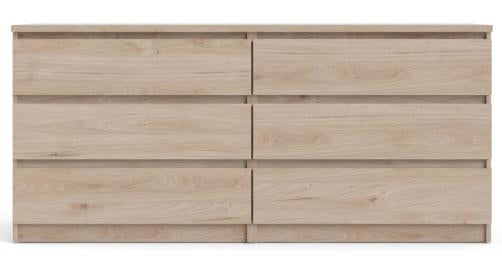 Naia Wide Chest of 6 Drawer in Jackson Hickory Oak