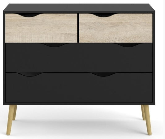 Oslo Chest of 4 Drawer in Black and Oak