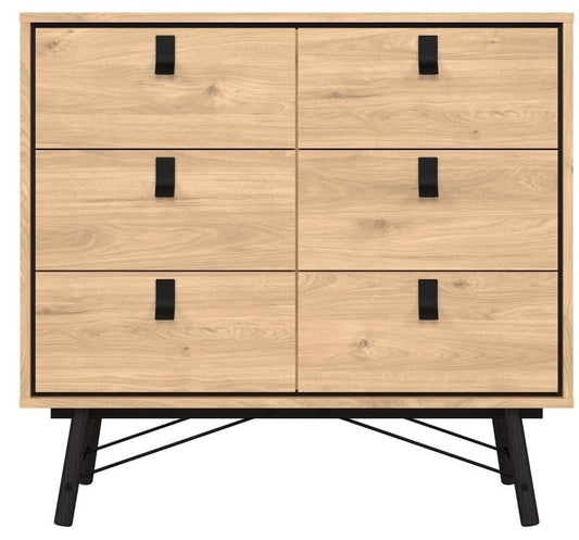 Ry Small Double Chest of Drawer 6 Drawer in Jackson Hickory Oak