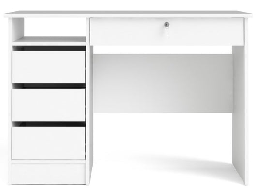 Function Plus Desk 3+1 Handle Free Drawer in White