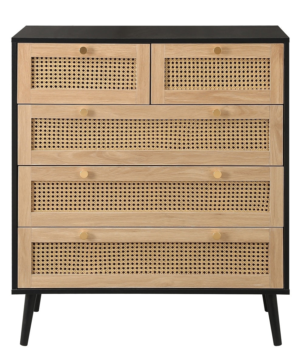 Croxley Black Rattan 5 Drawer Chest