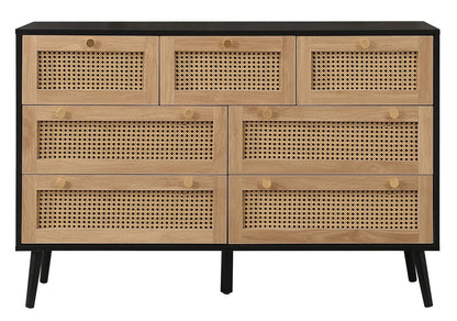 Croxley Black Rattan Wide 7 Drawer Chest