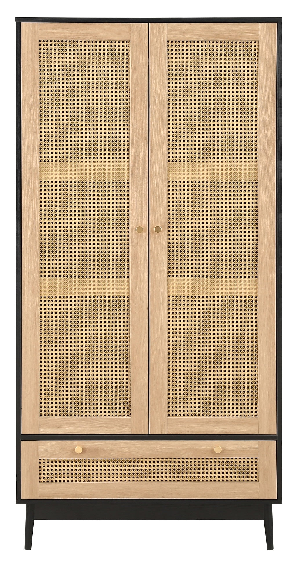 Croxley Black Rattan 2 Door Wardrobe - 1 Drawer