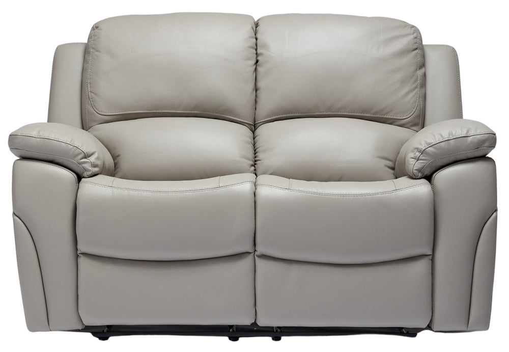 Sienna Pearl Grey Leather 2 Seater Recliner Sofa