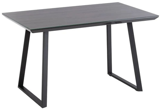 Michigan 4 Seater Dining Table - Grey Oak Glass Top with Black Powder Coated Base