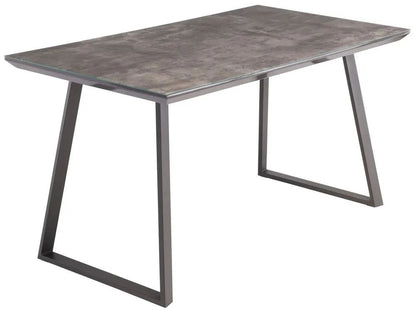 Paris 4 Seater Dining Table - Grey Glass Top with Grey Powder Coated Base