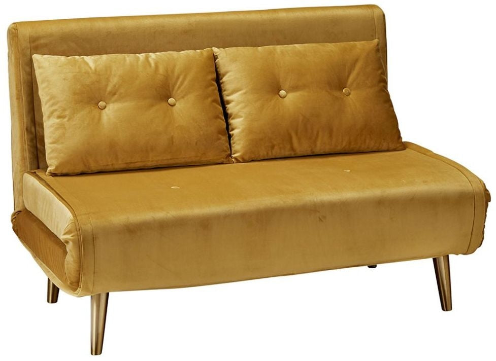 Madison Mustard Plush Velvet Fabric Sofabed