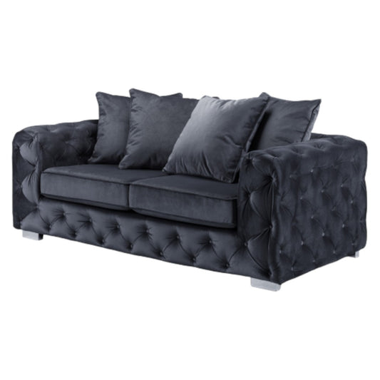 Ankara Black Velvet Fabric 3 Seater Sofa